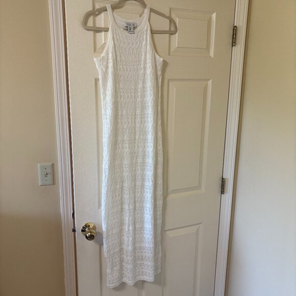 white rachel zoe crochet knit fitted dress - Picture 1 of 3